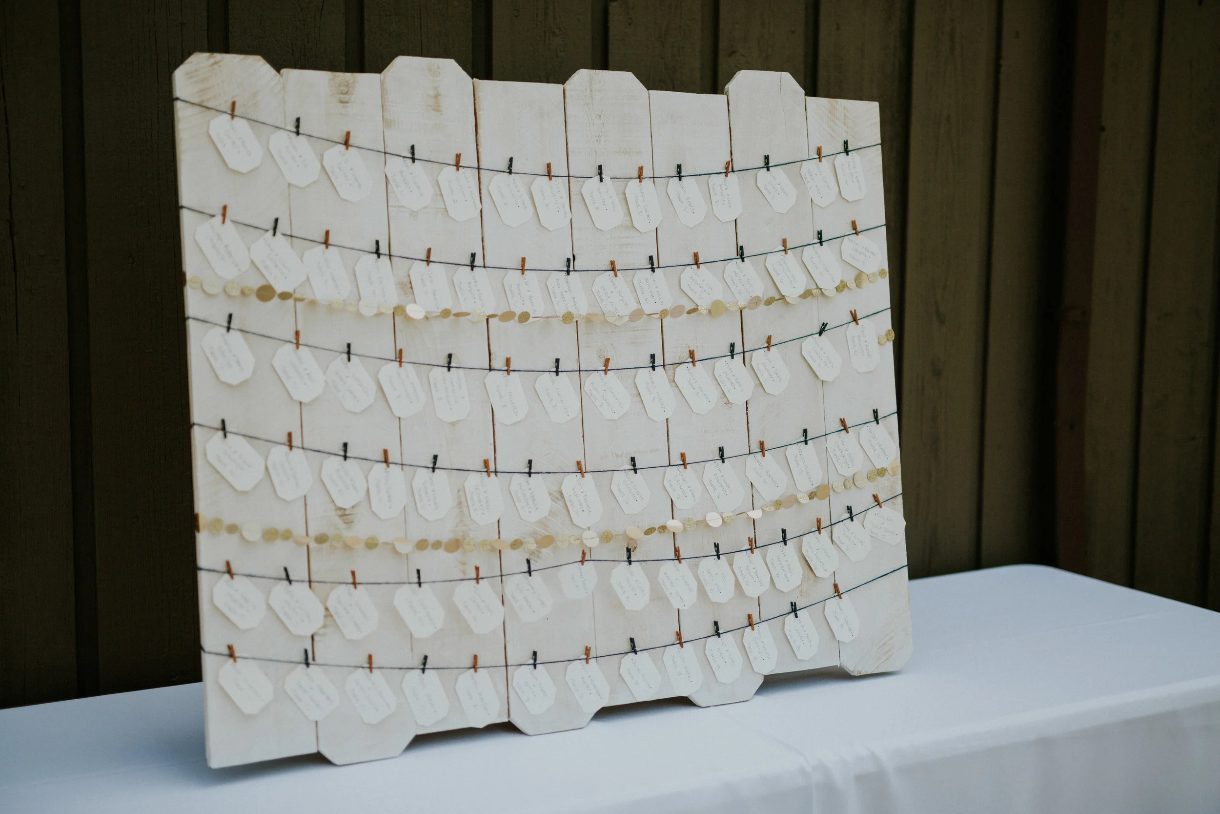 Simple seating chart for barn wedding