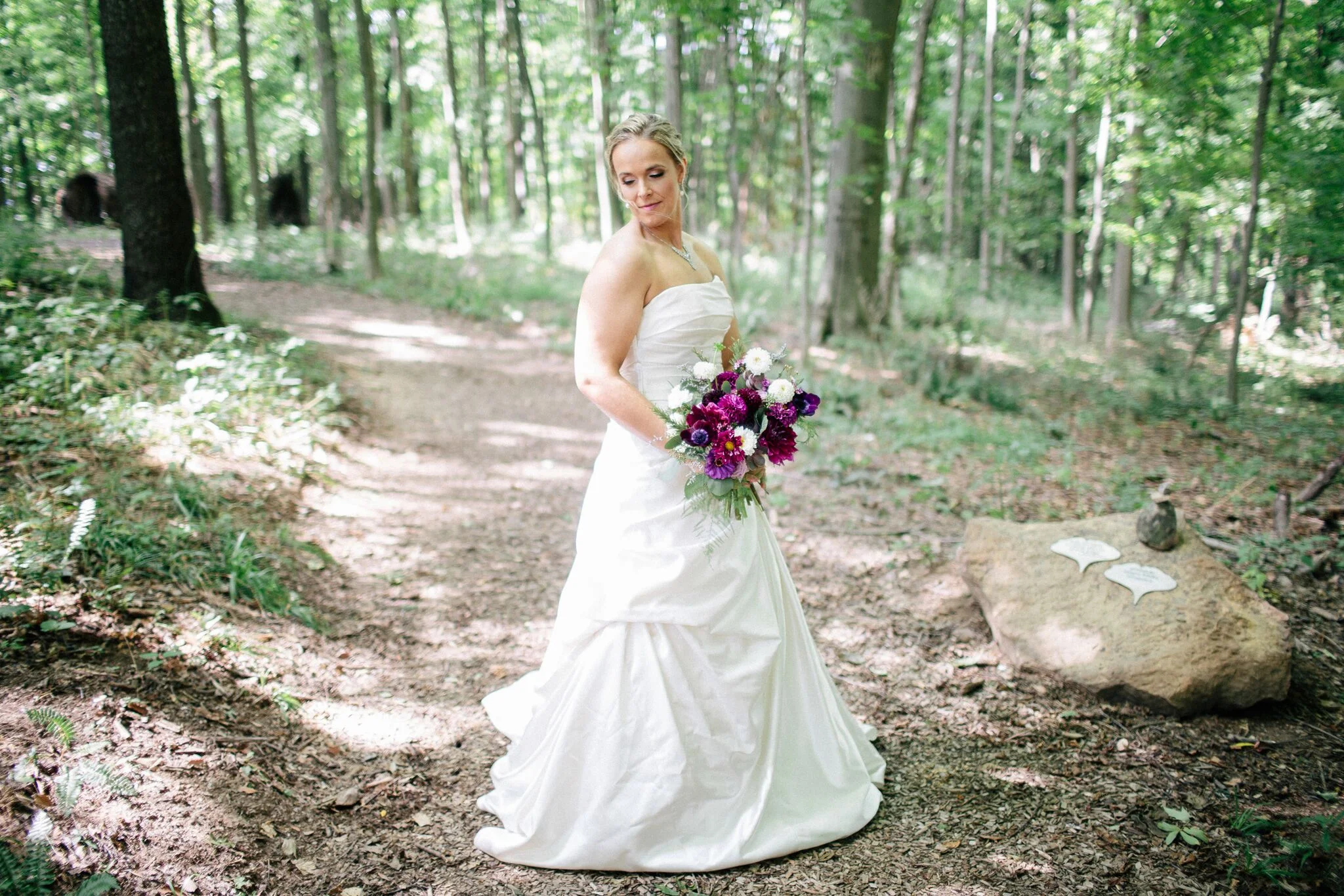  Bride in the woods at The Inn At Honey Run 